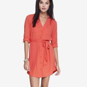 Express | Coral Portfino Shirt Dress